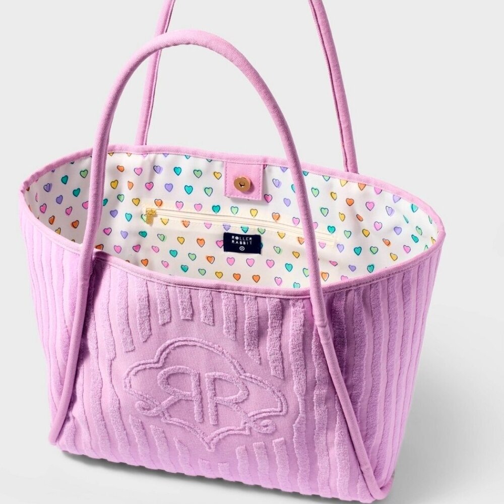 Roller Rabbit x Target Striped Large Terry Beach Tote-Lavender NWT